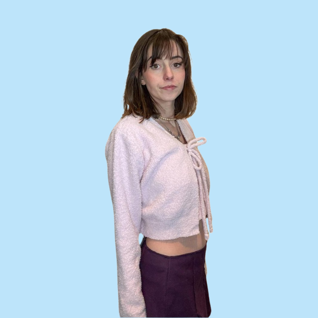 fuzzy pink cardigan + tank set