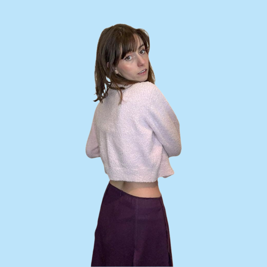 fuzzy pink cardigan + tank set