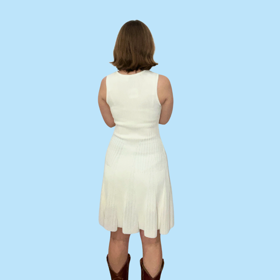 vintage white ronny kobo ribbed dress