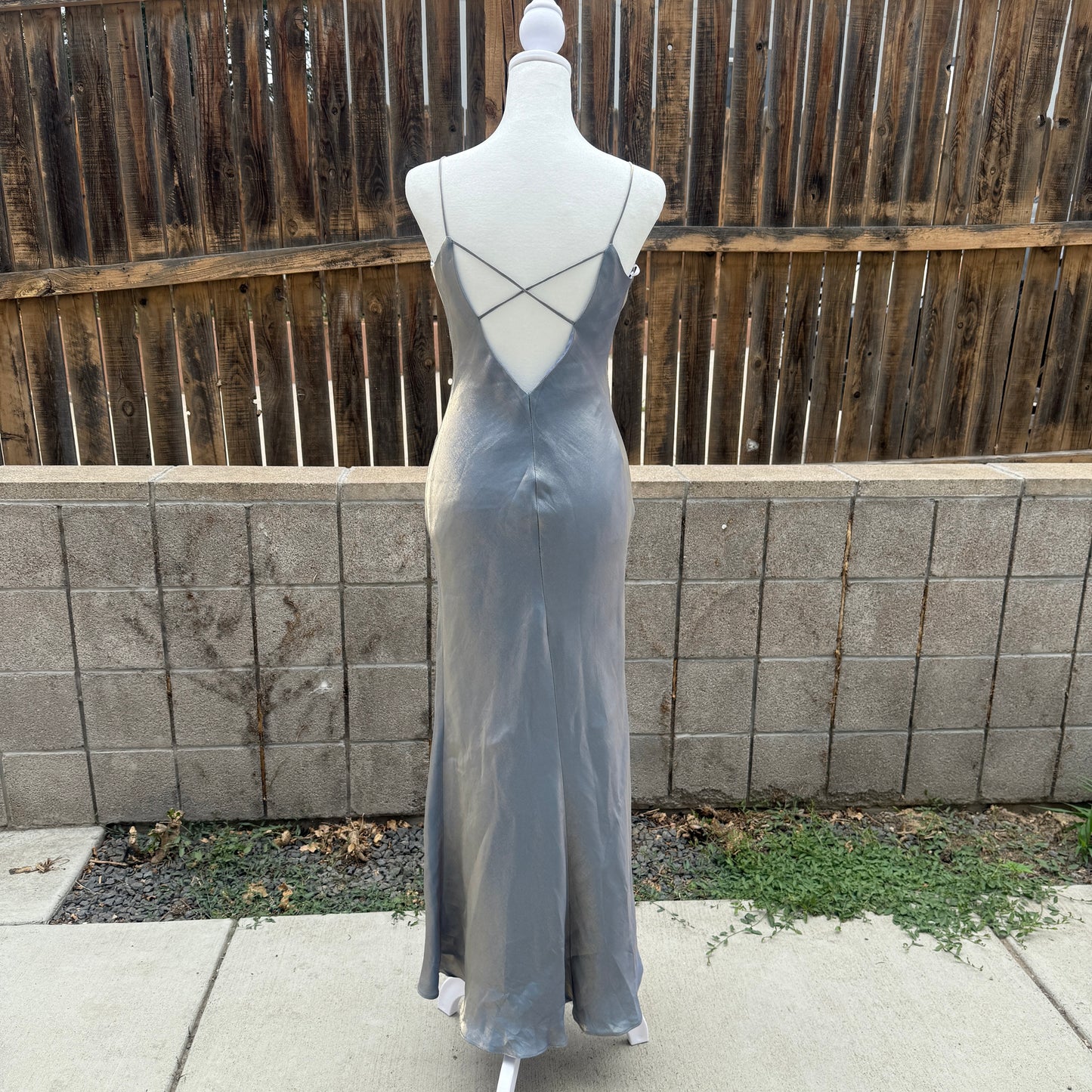 beaded iridescent blue dress