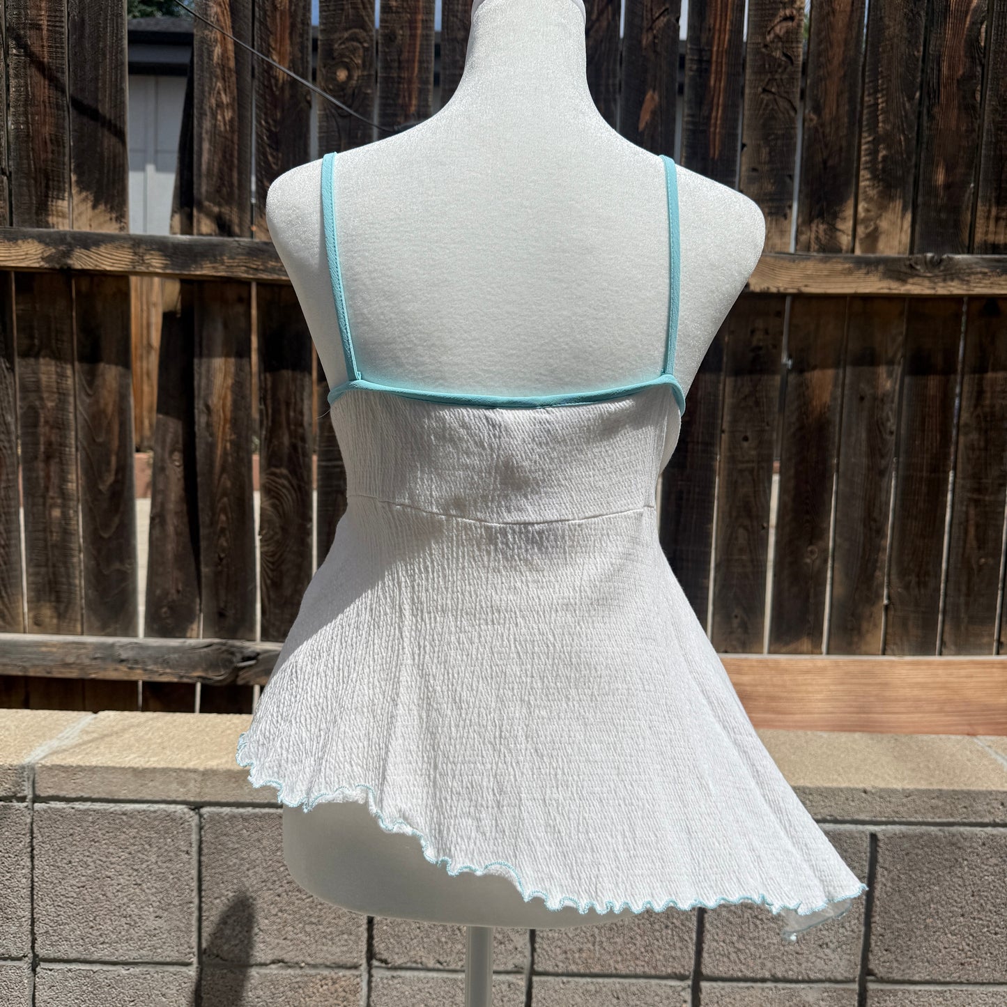 y2k asymmetrical white / blue top