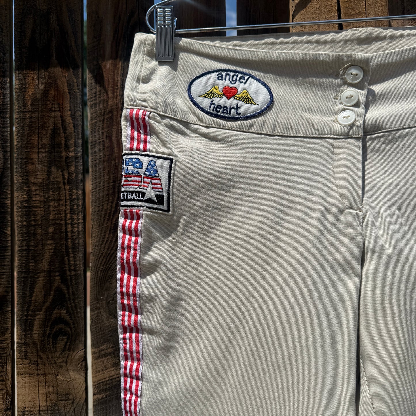 patchwork bootcut flare khaki pants