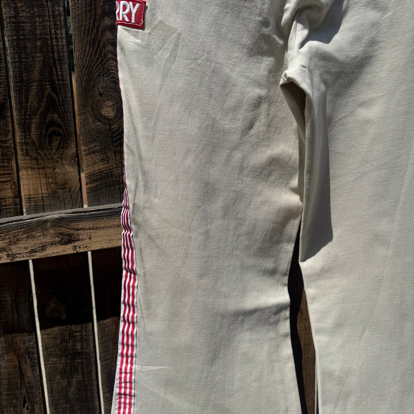 patchwork bootcut flare khaki pants