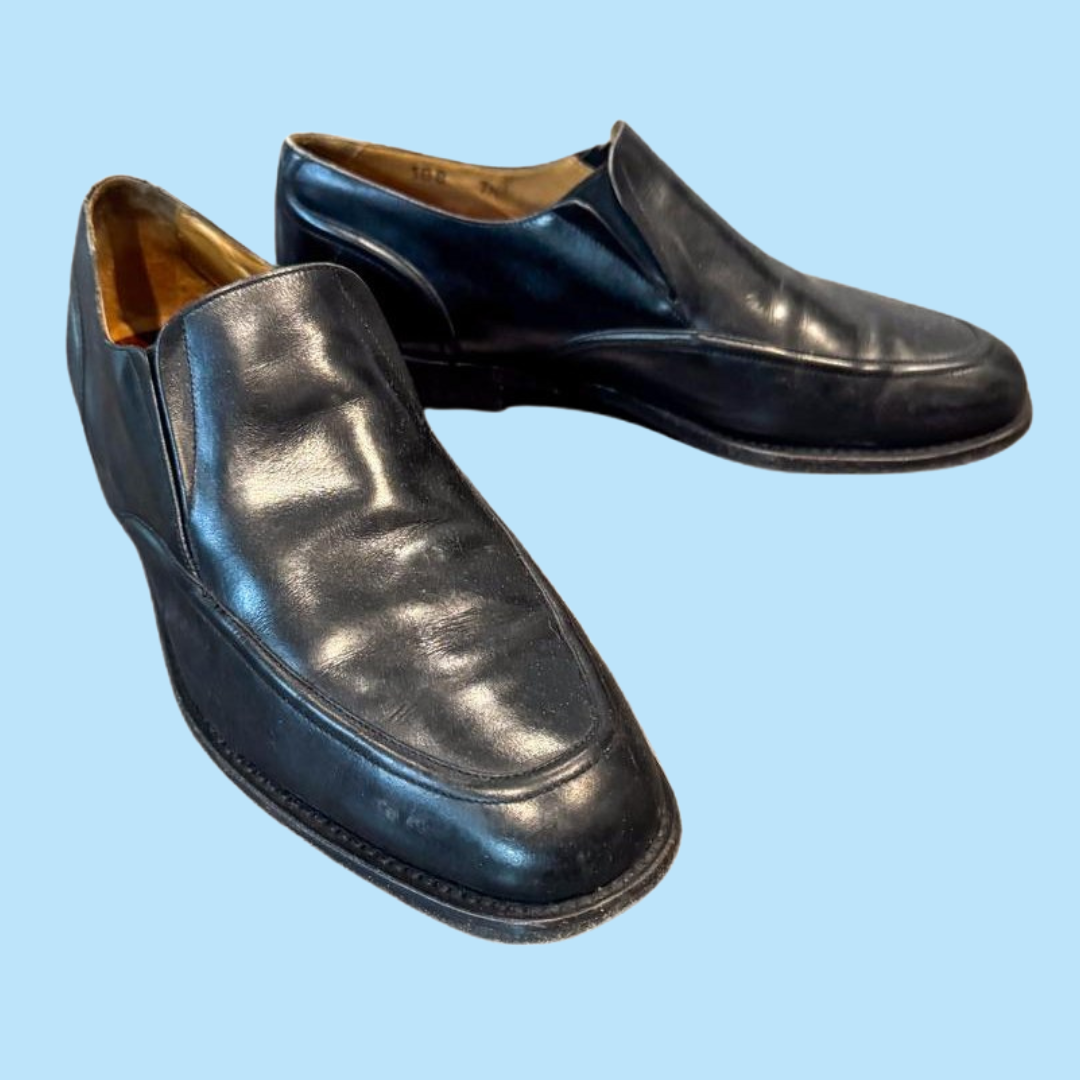 barney's new york black leather loafers