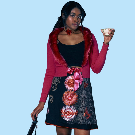 black floral mandala skirt