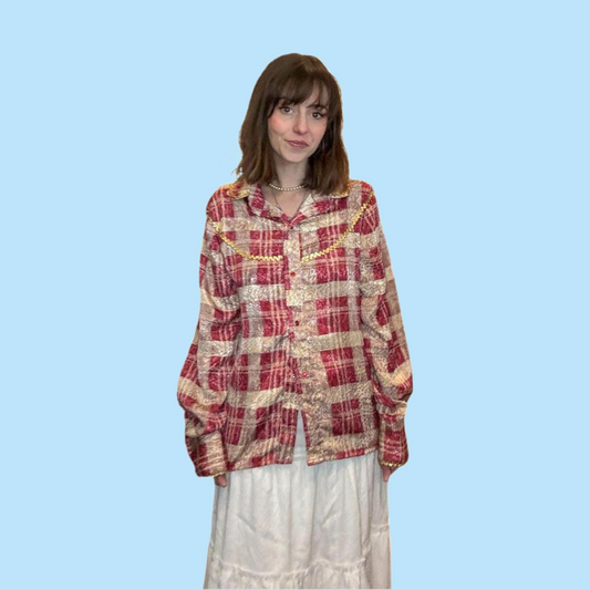 pink plaid shirt