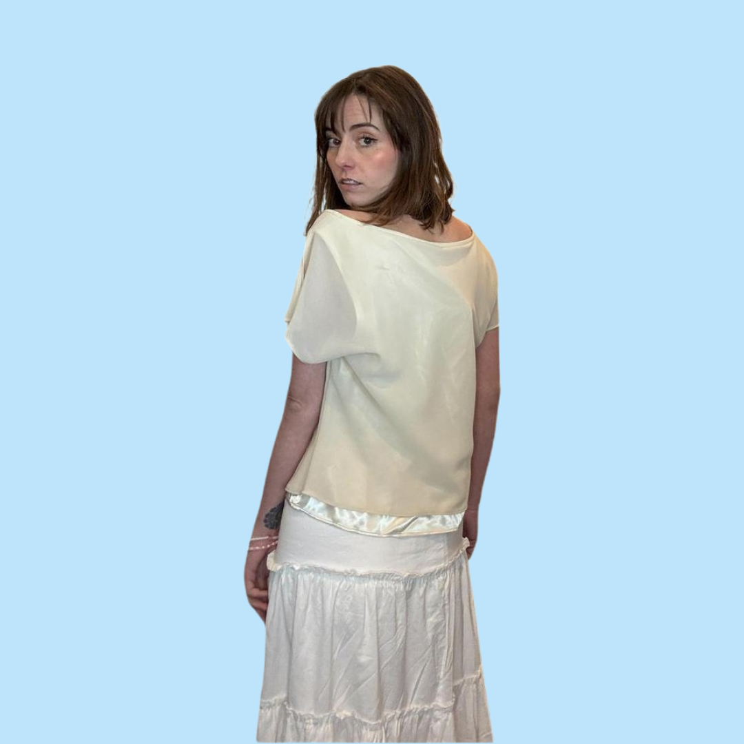 vintage champagne flowy top