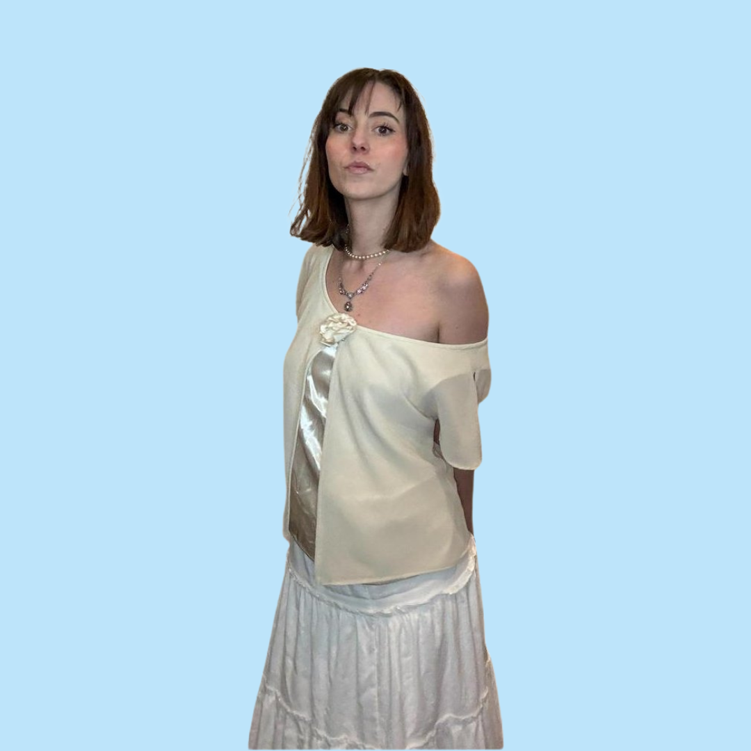 vintage champagne flowy top