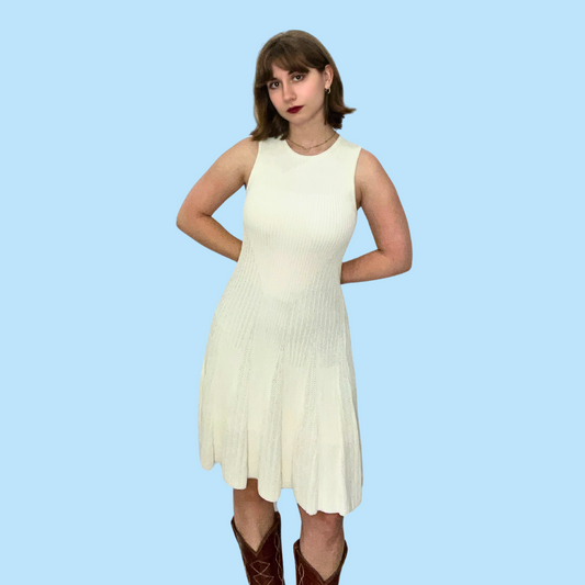 vintage white ronny kobo ribbed dress