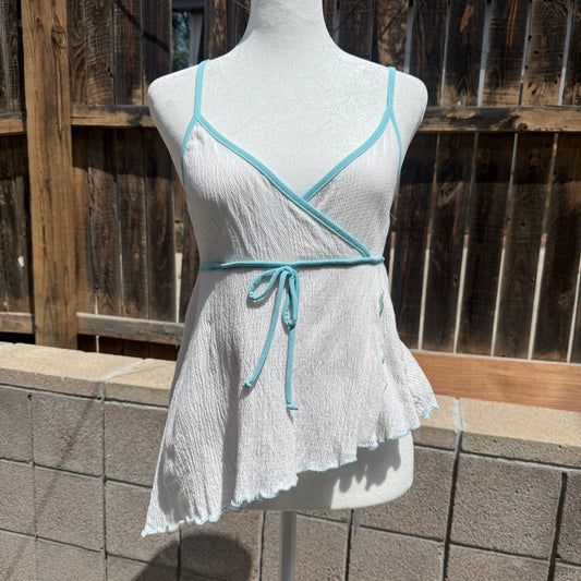 y2k asymmetrical white / blue top