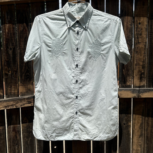 diesel mint button up short sleeve