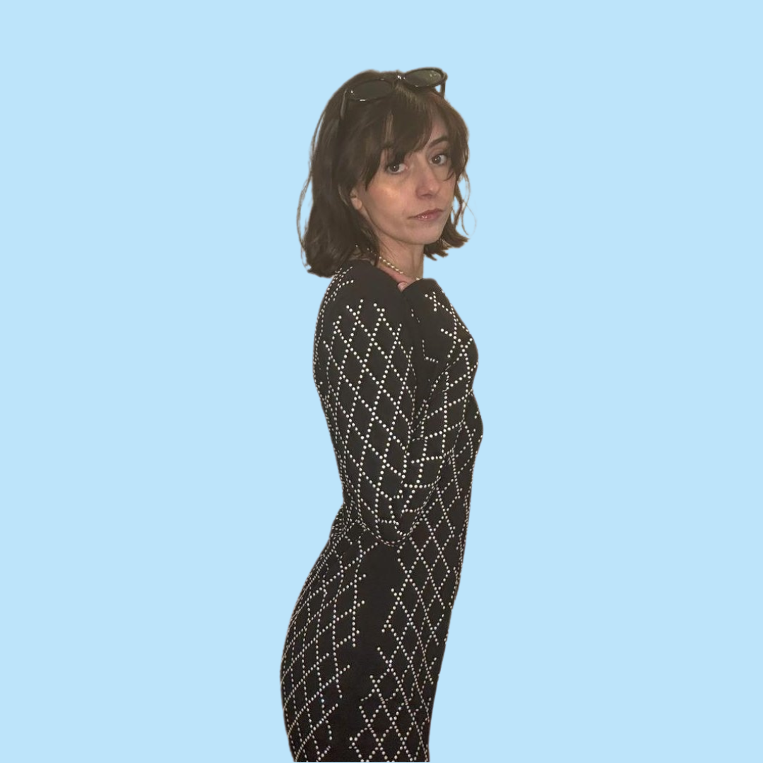 hms black rhinestone dress