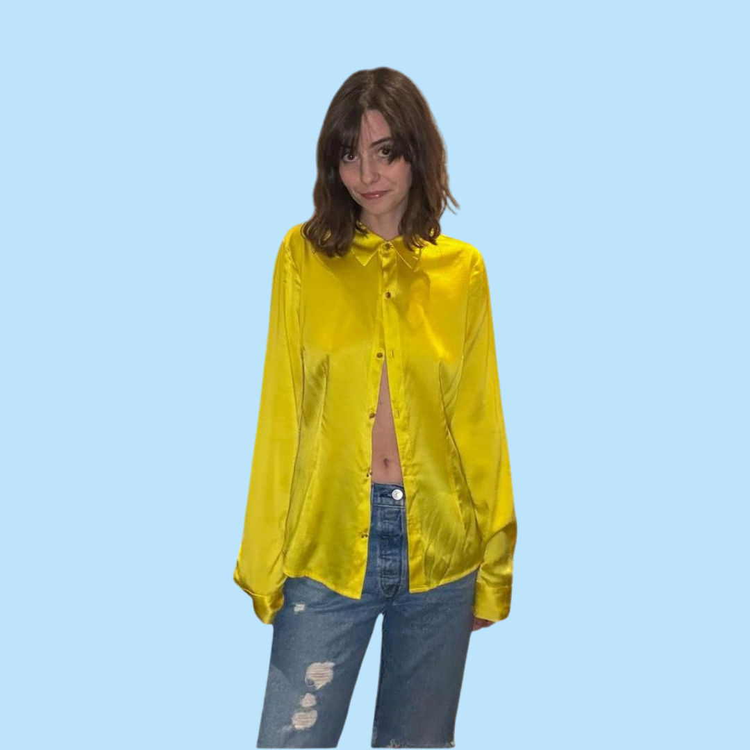 juicy couture yellow silk button up