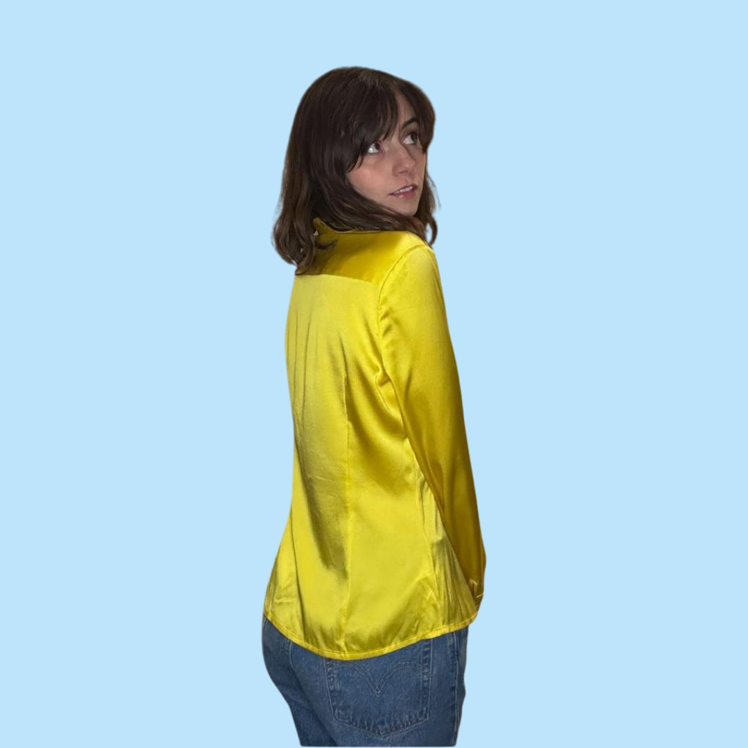 juicy couture yellow silk button up
